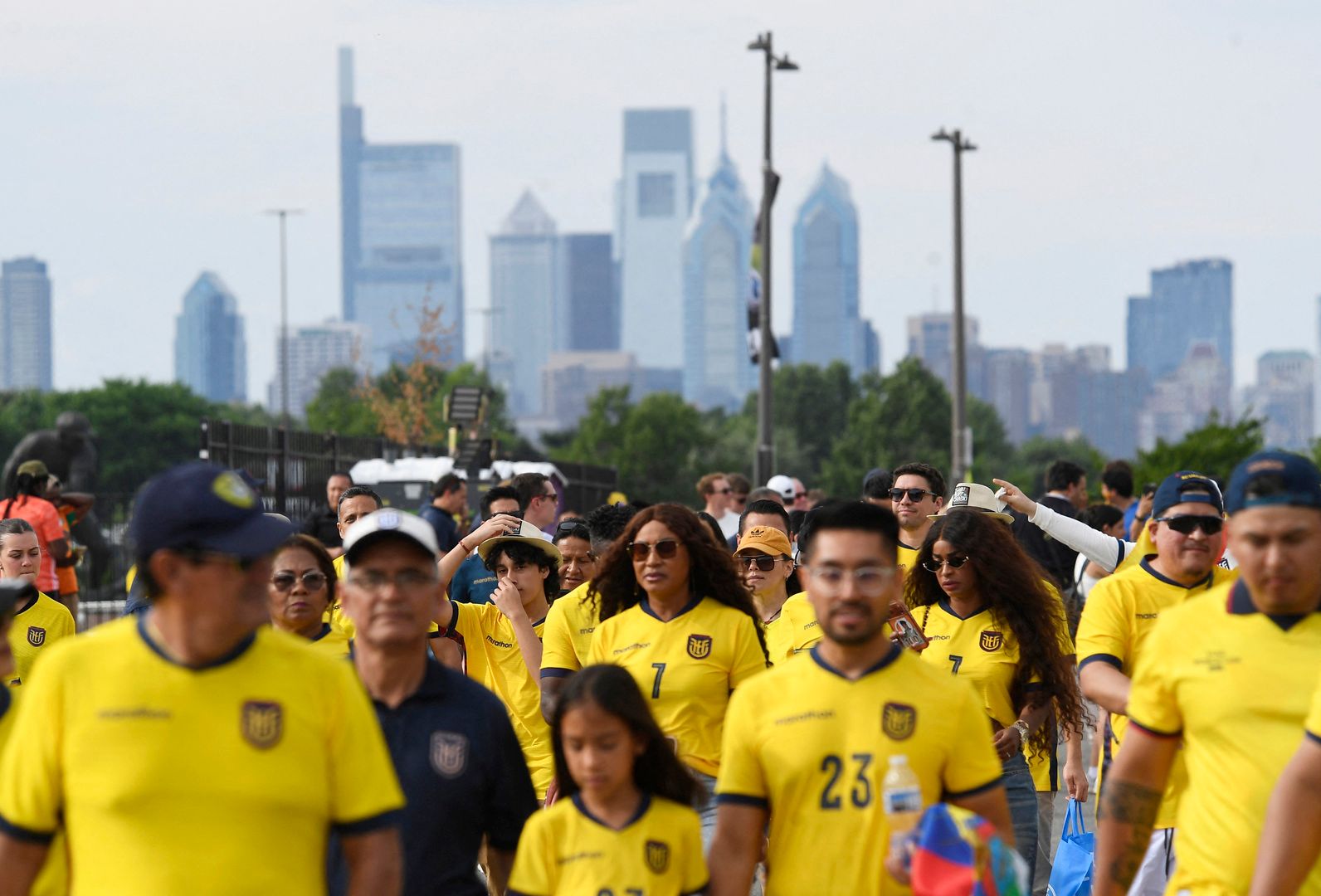 Ecuadorian soccer fans occupy Philadelphias iconic Rocky Steps